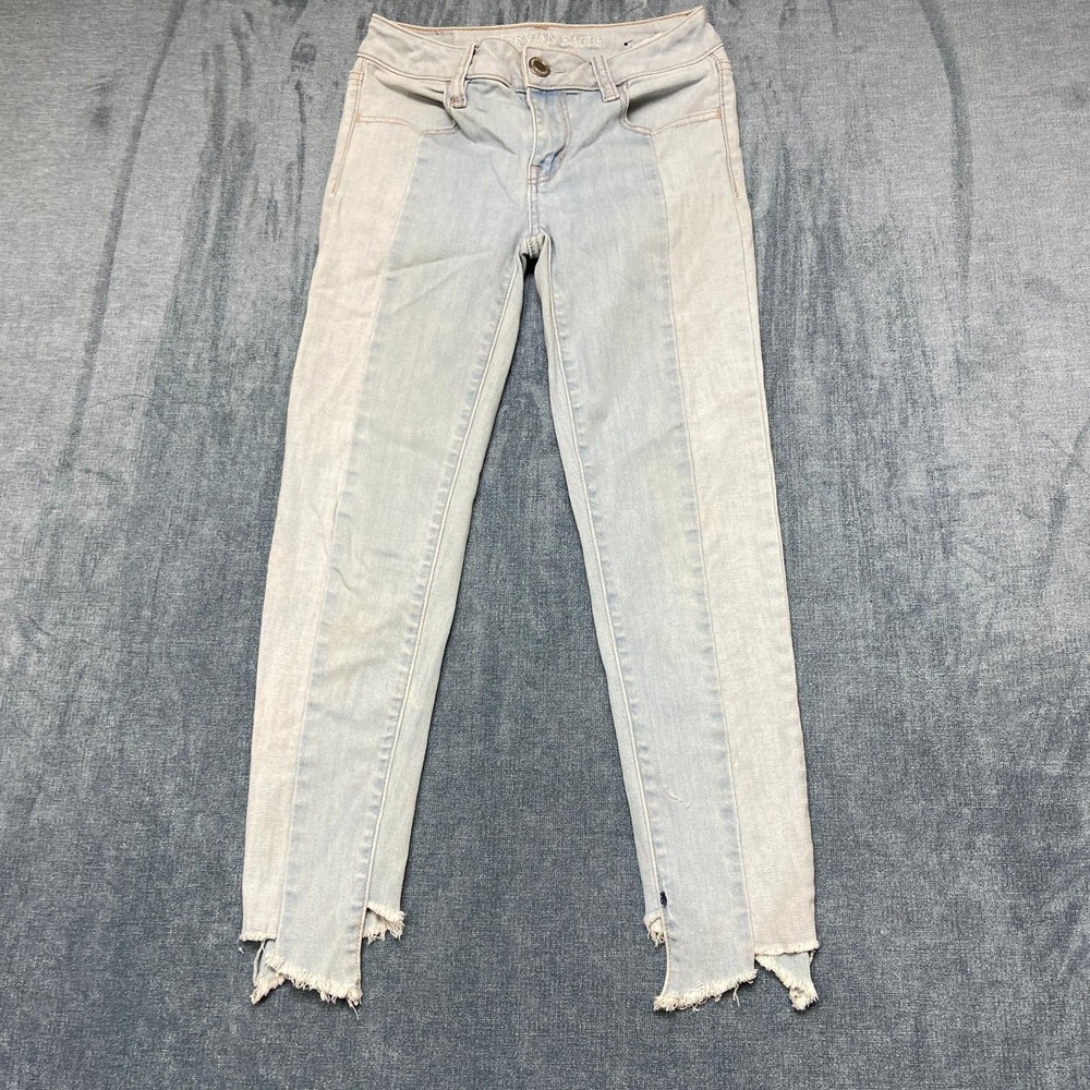American Eagle Outfitters Jean Women 0 25x23.5 Blue Denim Super Stretch Low Rise